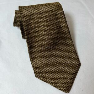Robert Talbott Protocol 100% Silk Grenadine Gold and Brown Textured Tie EUC